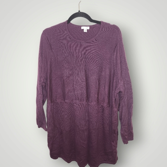 J Jill Plum Grape Knit Sweater blouse  Dress 2x - Picture 1 of 12